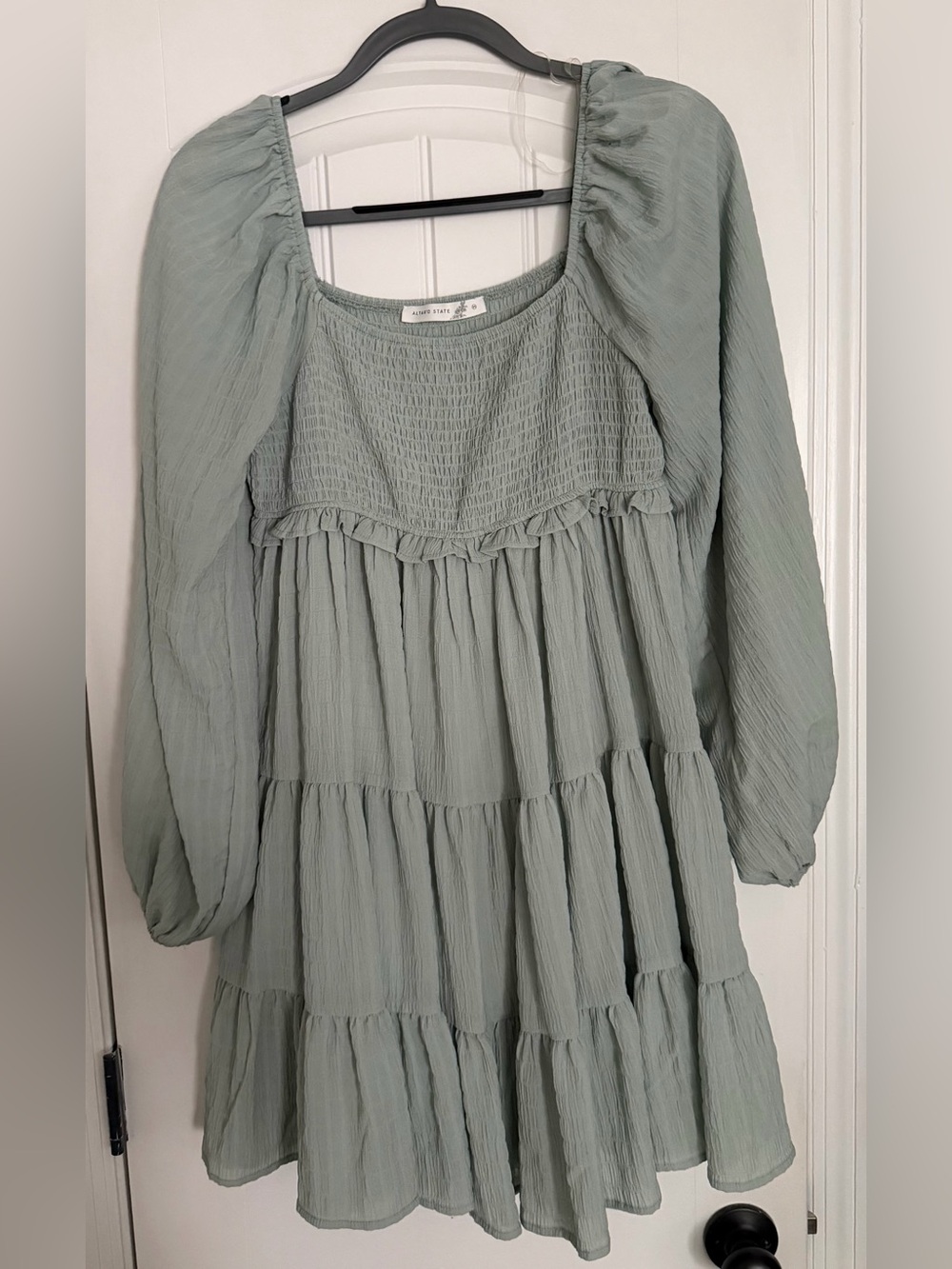 Altar’d State Tiered Sage Green Mini Dress - Picture 4 of 5